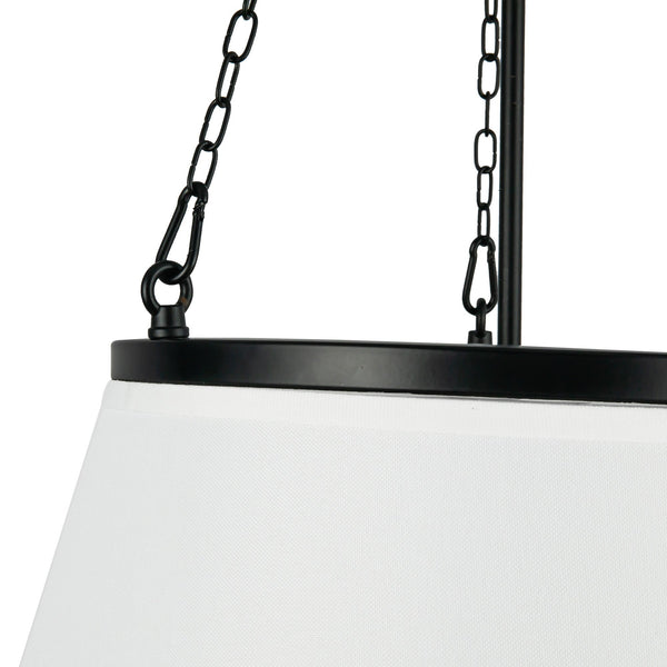 Dumas 18" Pendant Light, Matte Black/White Linen