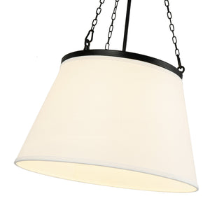 Dumas 18" Pendant Light, Matte Black/White Linen