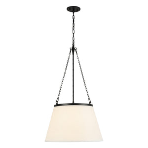 Dumas 18" Pendant Light, Matte Black/White Linen