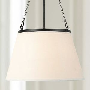 Dumas 18" Pendant Light, Matte Black/White Linen
