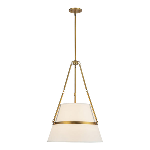 Hudson 18" Pendant Light, Aged Gold/White Linen