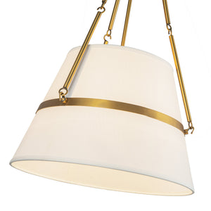 Caeryn 18" Pendant Light, Aged Gold/White Linen