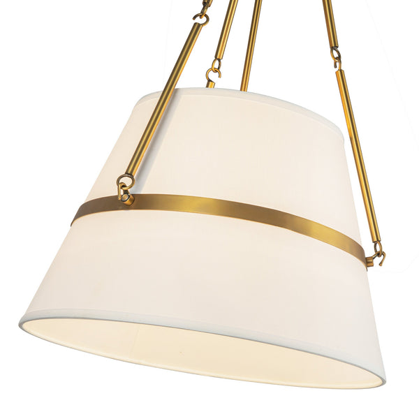 Hudson 18" Pendant Light, Aged Gold/White Linen