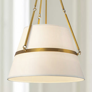Caeryn 18" Pendant Light, Aged Gold/White Linen