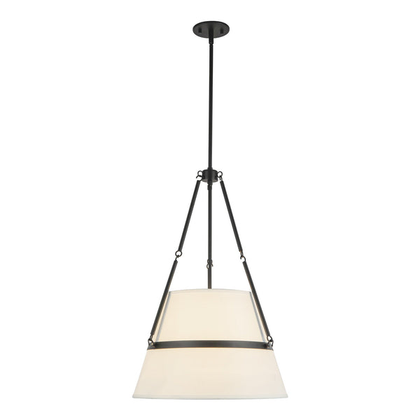 Hudson 18" Pendant Light, Matte Black/White Linen