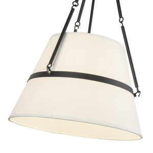 Caeryn 18" Pendant Light, Matte Black/White Linen