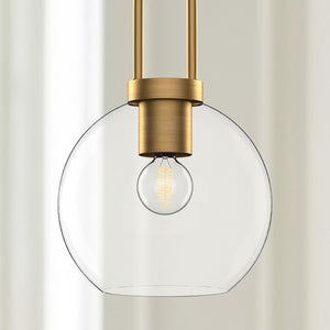 Emi 8" Orb Pendant, Aged Gold/Clear Glass