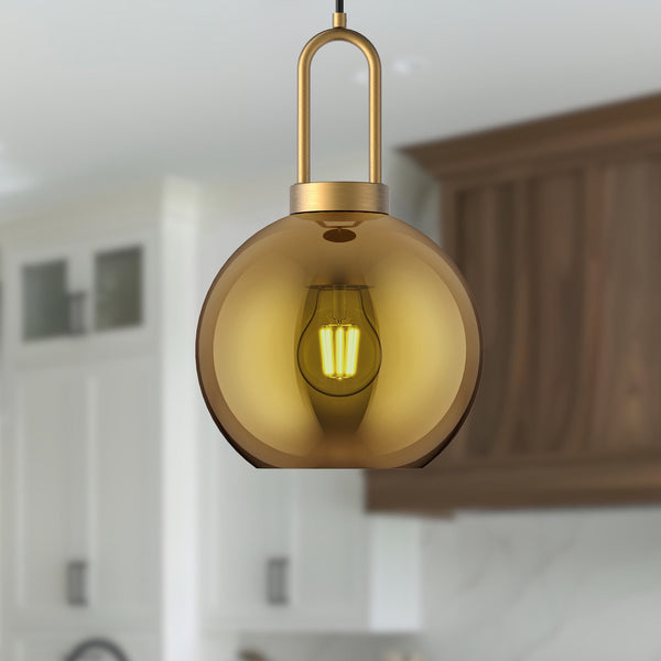 Groves 8" Orb Pendant, Aged Gold/Copper Glass