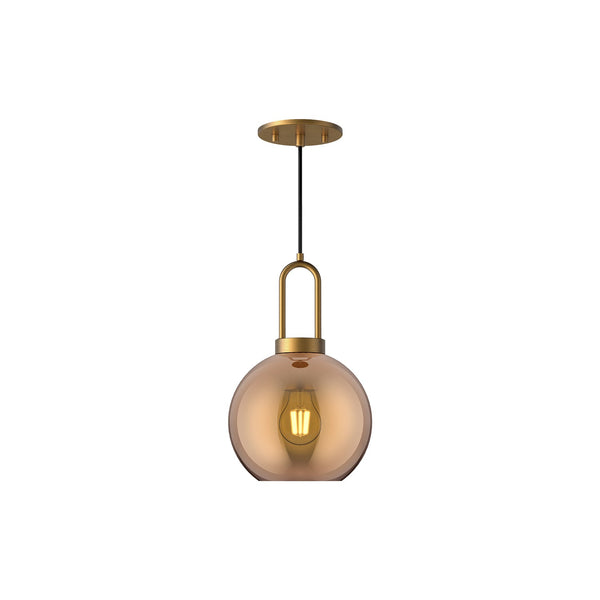 Groves 8" Orb Pendant, Aged Gold/Copper Glass