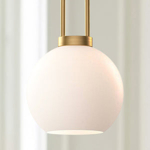 Emi 8" Orb Pendant, Aged Gold/Opal Matte Glass