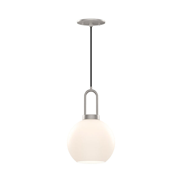 Groves 8" Orb Pendant, Brushed Nickel/Opal Matte Glass