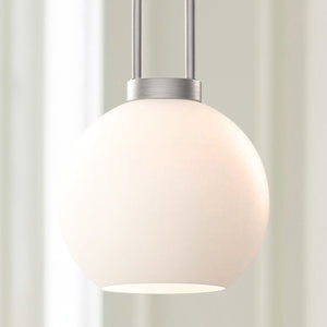 Emi 8" Orb Pendant, Brushed Nickel/Opal Matte Glass