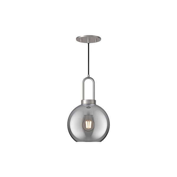 Groves 8" Orb Pendant, Brushed Nickel/Smoked Solid Glass
