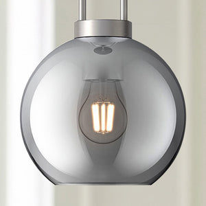 Emi 8" Orb Pendant, Brushed Nickel/Smoked Solid Glass