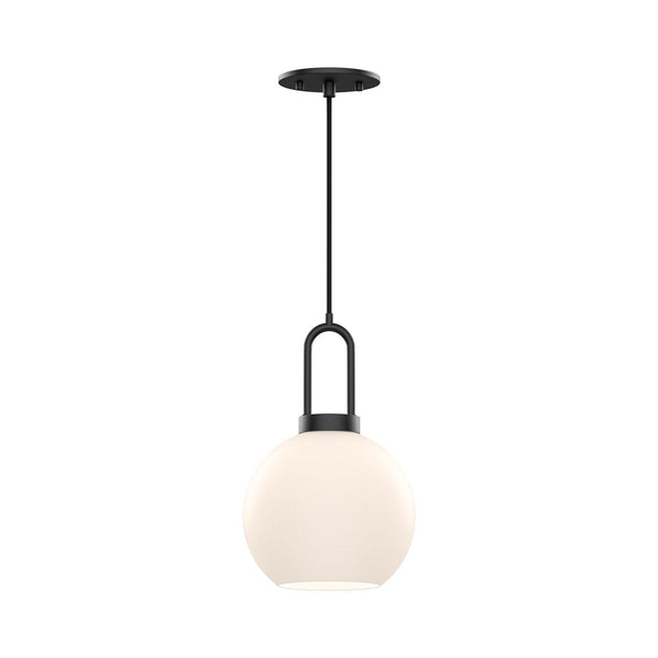 Groves 8" Orb Pendant, Matte Black/Opal Matte Glass