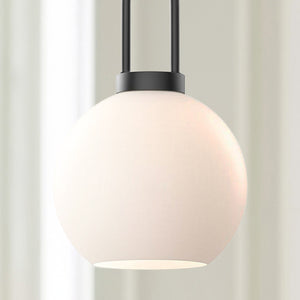 Emi 8" Orb Pendant, Matte Black/Opal Matte Glass