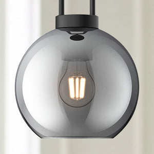 Emi 8" Orb Pendant, Matte Black/Smoked Solid Glass
