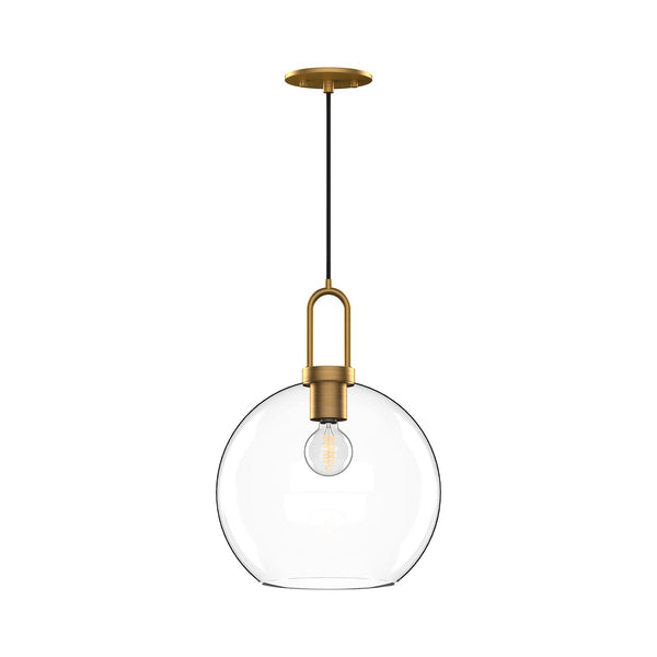 Emi 10" Pendant Light, Aged Gold/Clear Glass