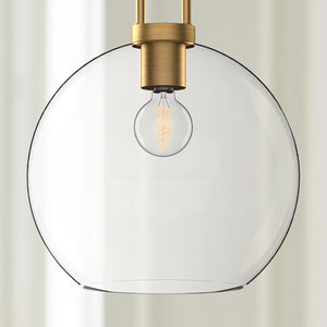 Emi 10" Pendant Light, Aged Gold/Clear Glass