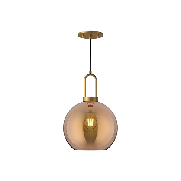 Emi 10" Pendant Light, Aged Gold/Copper Glass
