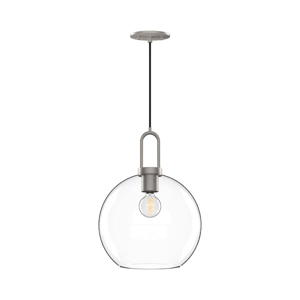 Emi 10" Pendant Light, Brushed Nickel/Clear Glass