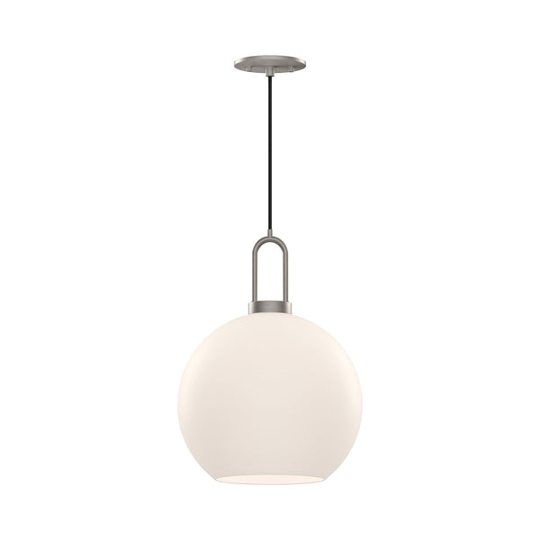 Emi 10" Pendant Light, Brushed Nickel/Opal Matte Glass