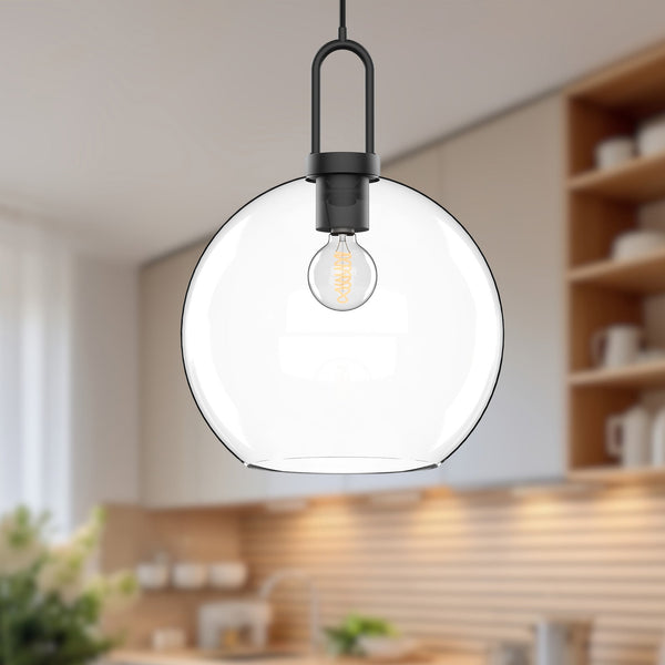 Emi 10" Pendant Light, Clear Glass/Matte Black
