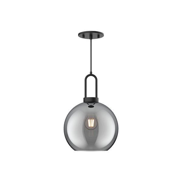 Emi 10" Pendant Light, Matte Black/Smoked Solid Glass