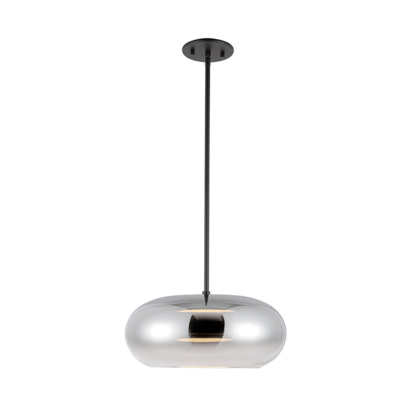 Liora 14" LED Pendant Light, Black/Chrome