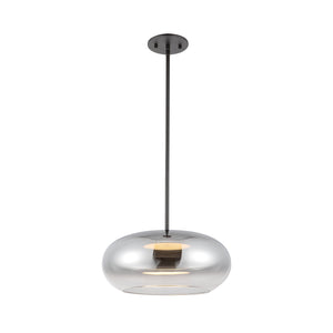 Liora 14" LED Pendant Light, Black/Chrome