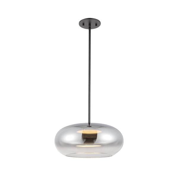 Liora 14" LED Pendant Light, Black/Chrome