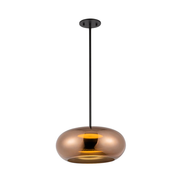 Liora 14" LED Pendant Light, Black/Copper