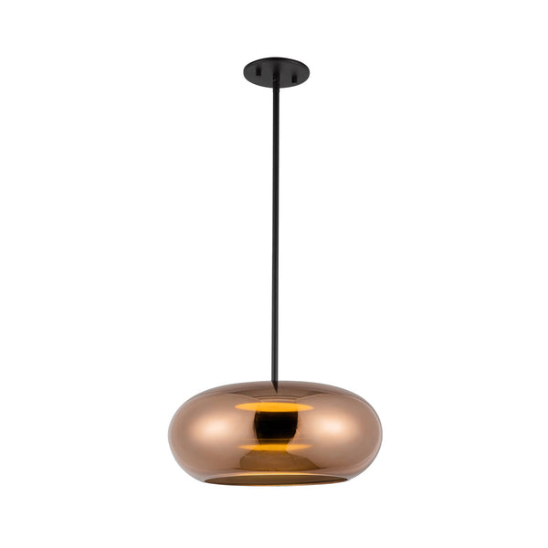 Liora 14" LED Pendant Light, Black/Copper