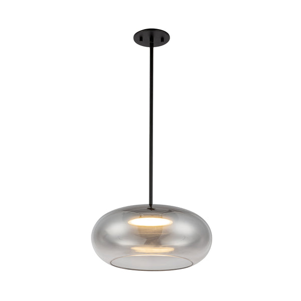 Liora 14" LED Pendant Light, Black/Smoked
