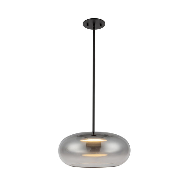 Liora 14" LED Pendant Light, Black/Smoked