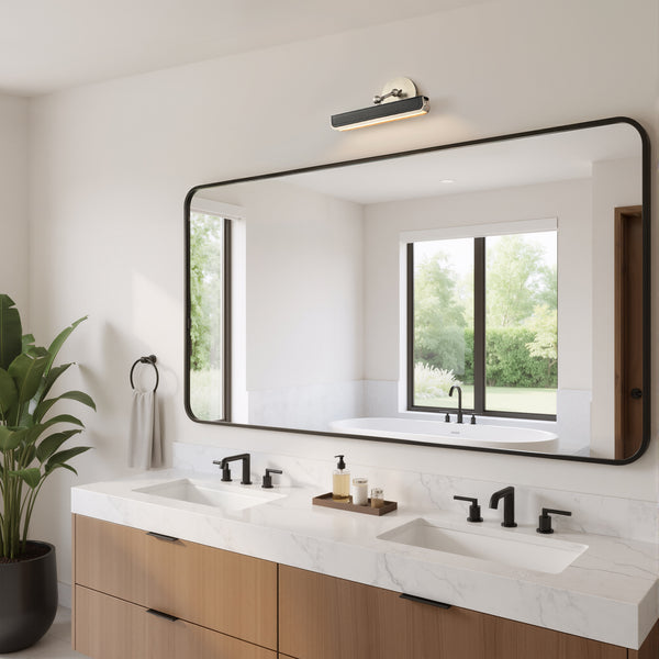 Tribeca 12" Picture Light, Aged Nickel/Tuxedo Leather