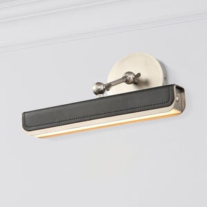 Tribeca 12" Picture Light, Aged Nickel/Tuxedo Leather