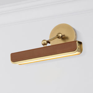 Tribeca 12" Picture Light, Vintage Brass/Cognac Leather