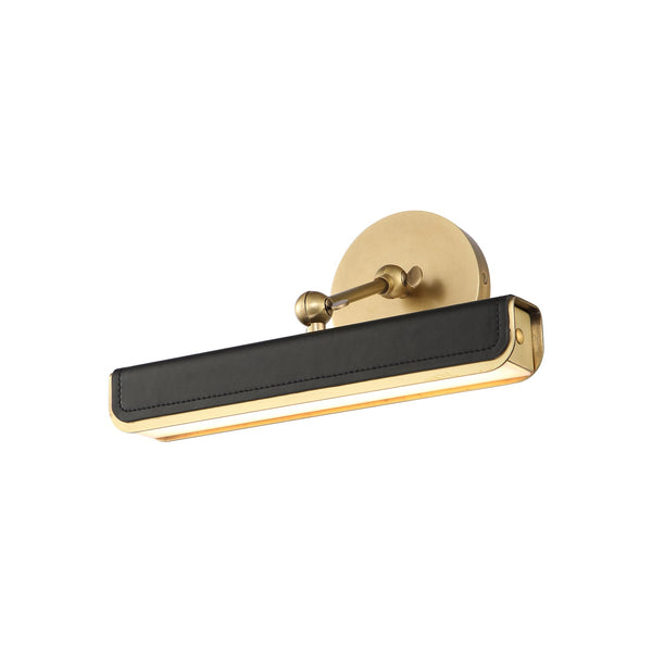 Eatonville 12" Picture Light, Vintage Brass/Tuxedo Leather