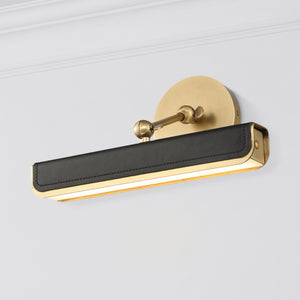 Tribeca 12" Picture Light, Vintage Brass/Tuxedo Leather