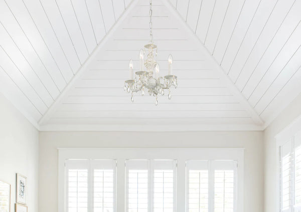 Maison Parisienne 13.5'' Four Light Mini Crystal Chandelier, Antique White Hand Cut Crystal