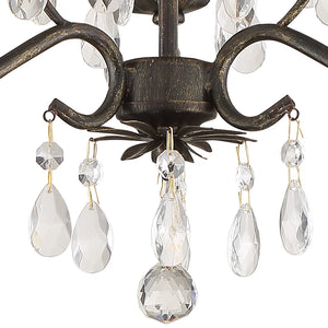 Maison Parisienne 13'' Three Light Hand Cut Crystal Mini Chandelier, Bronze