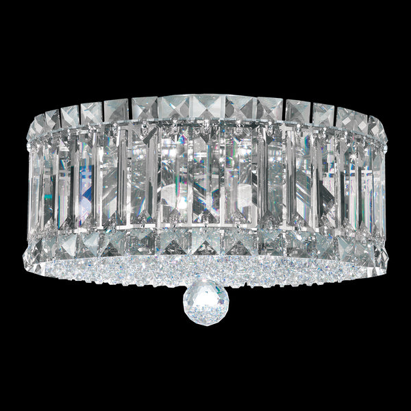 Plaza 12'' Four Light Flush Mount, Stainless Steel with Clear Optic Crystal