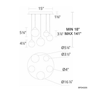 Quest 17'' LED Pendant, Black