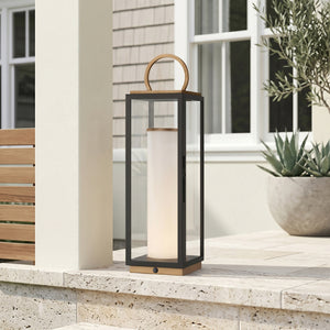 Corion 6" One Light Table Lamp, Patina Brass / Textured Black