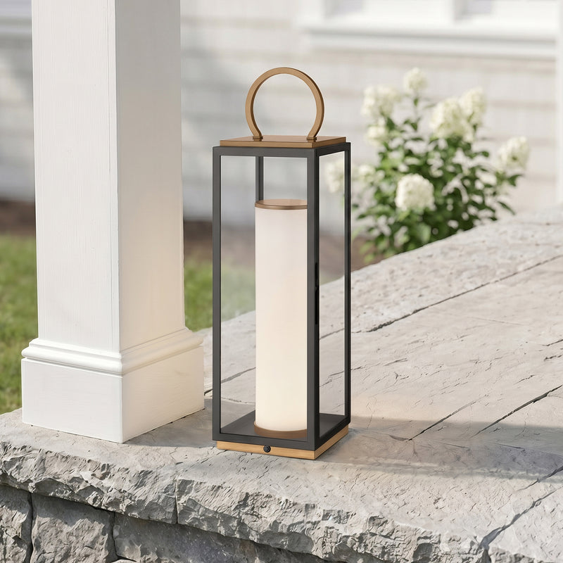 Corion 6" One Light Table Lamp, Patina Brass / Textured Black