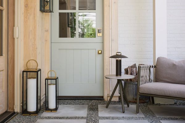 Corion 6" One Light Table Lamp, Patina Brass / Textured Black