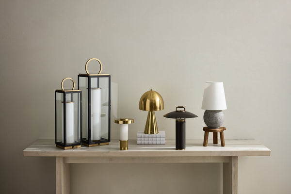 Corion 6" One Light Table Lamp, Patina Brass / Textured Black