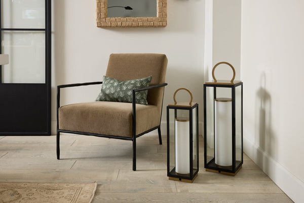 Corion 6" One Light Table Lamp, Patina Brass / Textured Black