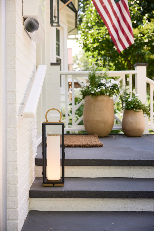 Corion 6" One Light Table Lamp, Patina Brass / Textured Black